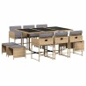 Ensemble à manger de jardin et coussins 11 pcs mélange beige 513414513414