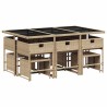 Ensemble à manger de jardin et coussins 11 pcs mélange beige 513414513414