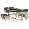 Ensemble à manger de jardin et coussins 9 pcs gris clair rotin 513417513417