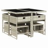 Ensemble à manger de jardin et coussins 9 pcs gris clair rotin 513417513417