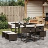 Ensemble à manger de jardin et coussins 9 pcs marron poly rotin 513418513418