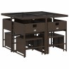 Ensemble à manger de jardin et coussins 9 pcs marron poly rotin 513418513418