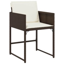 Ensemble à manger de jardin et coussins 9 pcs marron poly rotin 513418513418