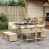 Ensemble à manger de jardin et coussins 9 pcs beige Poly rotin 513419513419