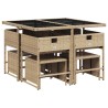 Ensemble à manger de jardin et coussins 9 pcs beige Poly rotin 513419513419