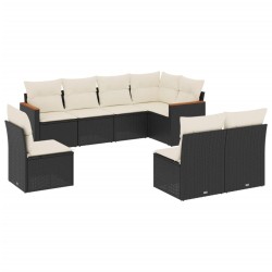Salon de jardin 8 pcs avec coussins noir résine tressée 513422513422