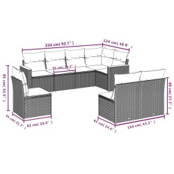 Salon de jardin 8 pcs avec coussins noir résine tressée 513422513422