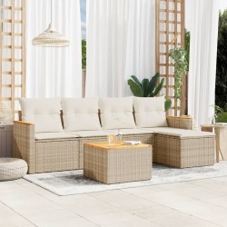 Salon de jardin avec coussins 6 pcs beige résine tressée 513423513423