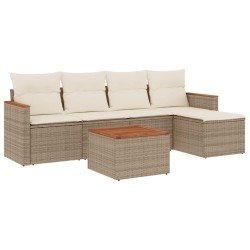 Salon de jardin avec coussins 6 pcs beige résine tressée 513423513423