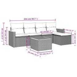 Salon de jardin avec coussins 6 pcs beige résine tressée 513423513423
