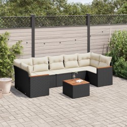 Salon de jardin 8 pcs avec coussins noir résine tressée 513424513424