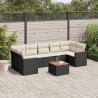 Salon de jardin 8 pcs avec coussins noir résine tressée 513424513424
