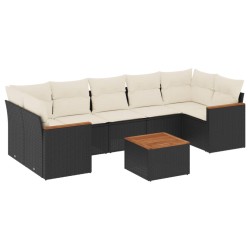 Salon de jardin 8 pcs avec coussins noir résine tressée 513424513424