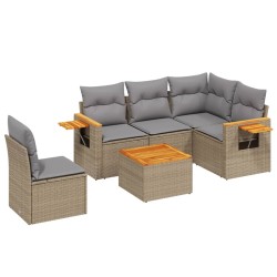 Salon de jardin avec coussins 6 pcs beige résine tressée 513425513425