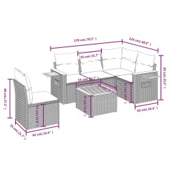 Salon de jardin avec coussins 6 pcs beige résine tressée 513425513425