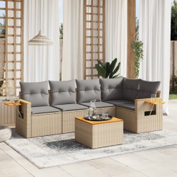 Salon de jardin avec coussins 6 pcs beige résine tressée 513426513426