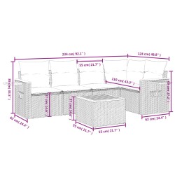 Salon de jardin avec coussins 6 pcs beige résine tressée 513426513426
