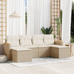 Salon de jardin avec coussins 6 pcs beige résine tressée 513427513427