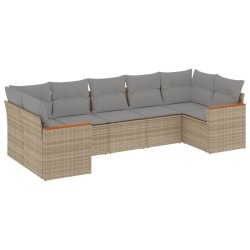 Salon de jardin avec coussins 7 pcs beige résine tressée 513428513428