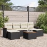 Salon de jardin 7 pcs avec coussins noir résine tressée 513429513429
