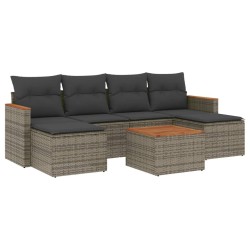 Salon de jardin avec coussins 7 pcs gris résine tressée 513430513430