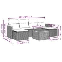 Salon de jardin avec coussins 7 pcs gris résine tressée 513430513430