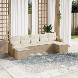 Salon de jardin avec coussins 7 pcs beige résine tressée 513431513431