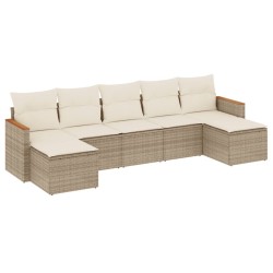 Salon de jardin avec coussins 7 pcs beige résine tressée 513431513431