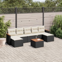 Salon de jardin 8 pcs avec coussins noir résine tressée 513434513434
