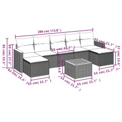 Salon de jardin 8 pcs avec coussins noir résine tressée 513434513434
