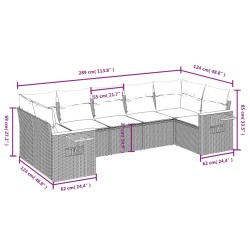 Salon de jardin 7 pcs avec coussins noir résine tressée 513436513436