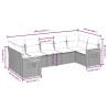 Salon de jardin 7 pcs avec coussins noir résine tressée 513436513436