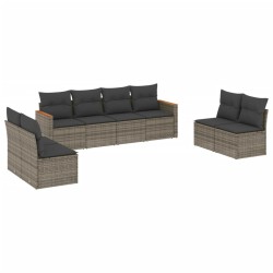 Salon de jardin 8 pcs avec coussins gris résine tressée 513437513437