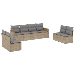 Salon de jardin avec coussins 8 pcs beige résine tressée 513441513441