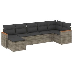 Salon de jardin avec coussins 7 pcs gris résine tressée 513442513442