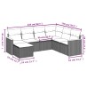 Salon de jardin avec coussins 7 pcs gris résine tressée 513444513444