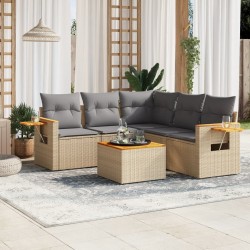 Salon de jardin avec coussins 6 pcs beige résine tressée 513446513446