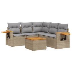 Salon de jardin avec coussins 6 pcs beige résine tressée 513446513446