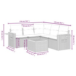 Salon de jardin avec coussins 6 pcs beige résine tressée 513446513446