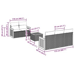 Salon de jardin avec coussins 6 pcs beige résine tressée 513447513447