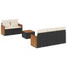 Salon de jardin 6 pcs avec coussins noir résine tressée 513448513448