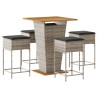 Ensemble de bar de jardin 5 pcs avec coussins gris poly rotin 513449513449