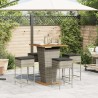 Ensemble de bar de jardin 5 pcs avec coussins gris poly rotin 513449513449