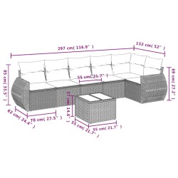 Salon de jardin avec coussins 7 pcs gris clair résine tressée 513452513452