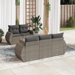 Salon de jardin 6 pcs avec coussins gris résine tressée 513453513453