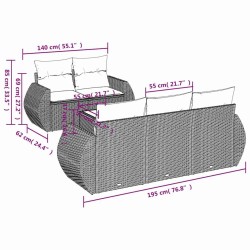 Salon de jardin 6 pcs avec coussins gris résine tressée 513453513453