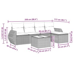 Salon de jardin 6 pcs avec coussins gris clair résine tressée 513455513455