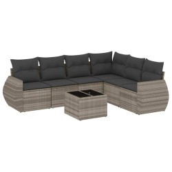 Salon de jardin avec coussins 7 pcs gris clair résine tressée 513456513456