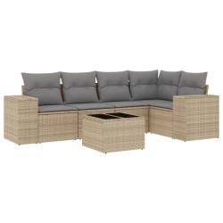Salon de jardin avec coussins 6 pcs beige résine tressée 513457513457