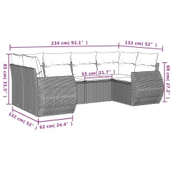 Salon de jardin 6 pcs avec coussins gris clair résine tressée 513459513459